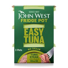 John West No Drain Fridge Pot Tuna Steak In Olive Oil 3 Pack 3 x 110g
