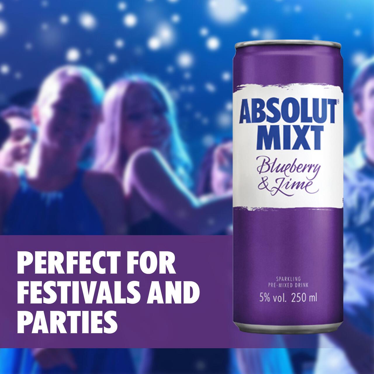 Absolut Mixt Blueberry & Lime Swedish Vodka Pre-Mixed Can 250ml
