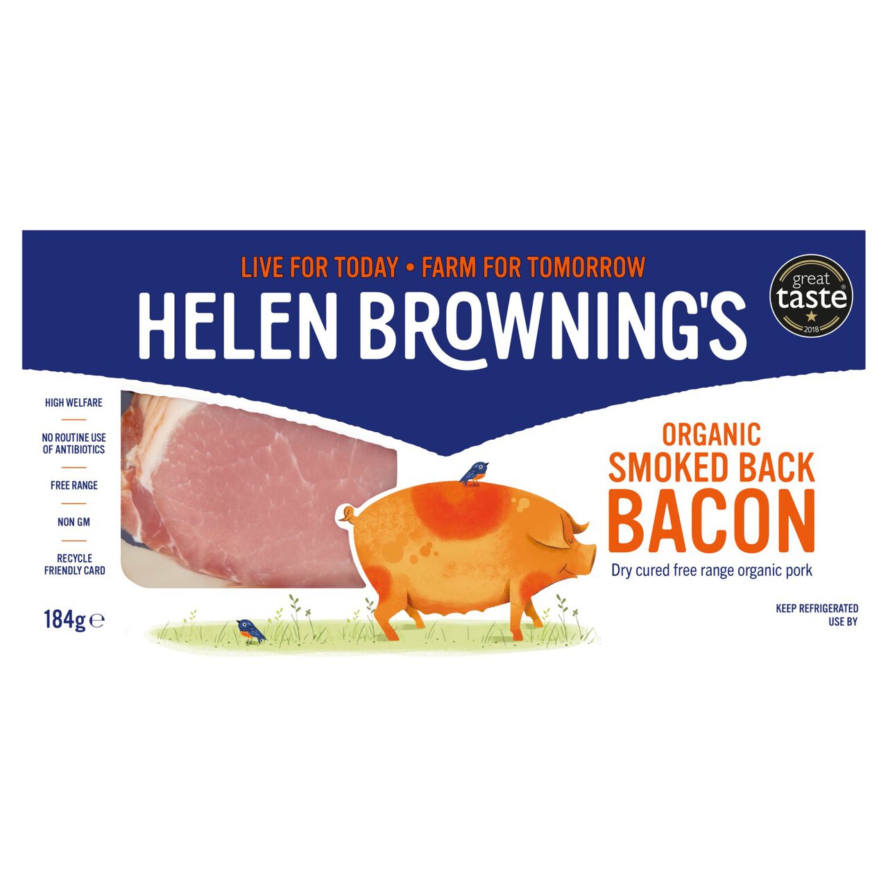 Helen Browning Organic Smoked Back Bacon 184g