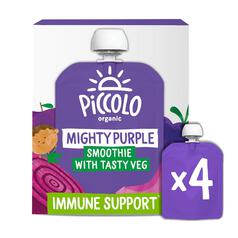 Piccolo Purple Organic Fruit & Veg Smoothie Pouches, 6 mths+ Multipack 4 x 90g