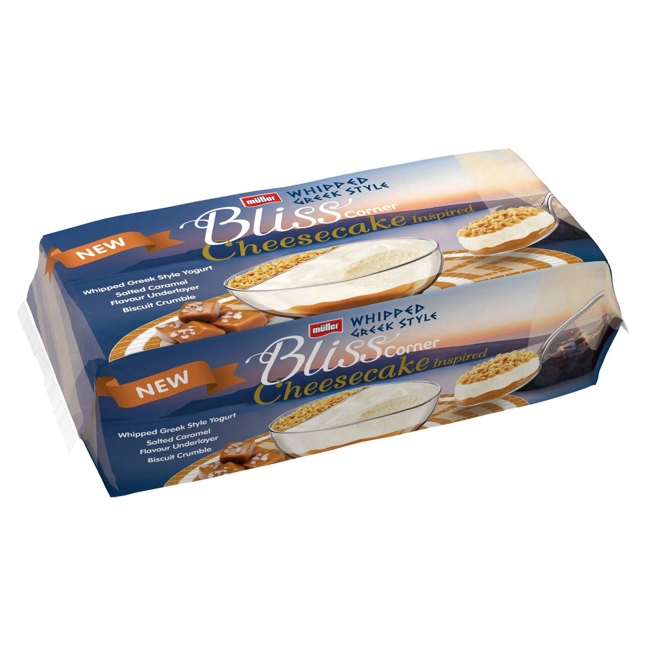 Muller Corner Bliss Cheesecake Whipped Greek Style Salted Caramel Yogurt 4 x 100g