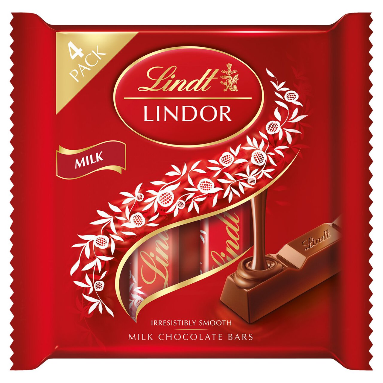 Lindt Lindor 4 Milk Chocolate Bars 100g