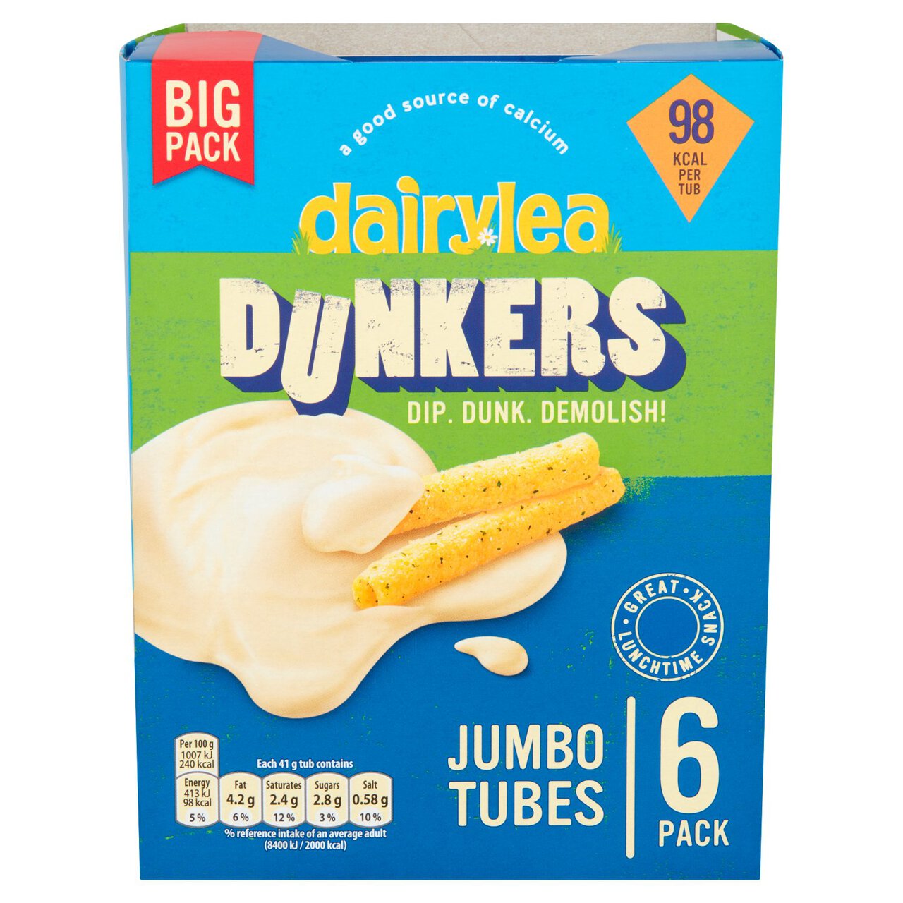 Dairylea Dunkers Jumbo Tubes Cheese Snacks 6 x 41g