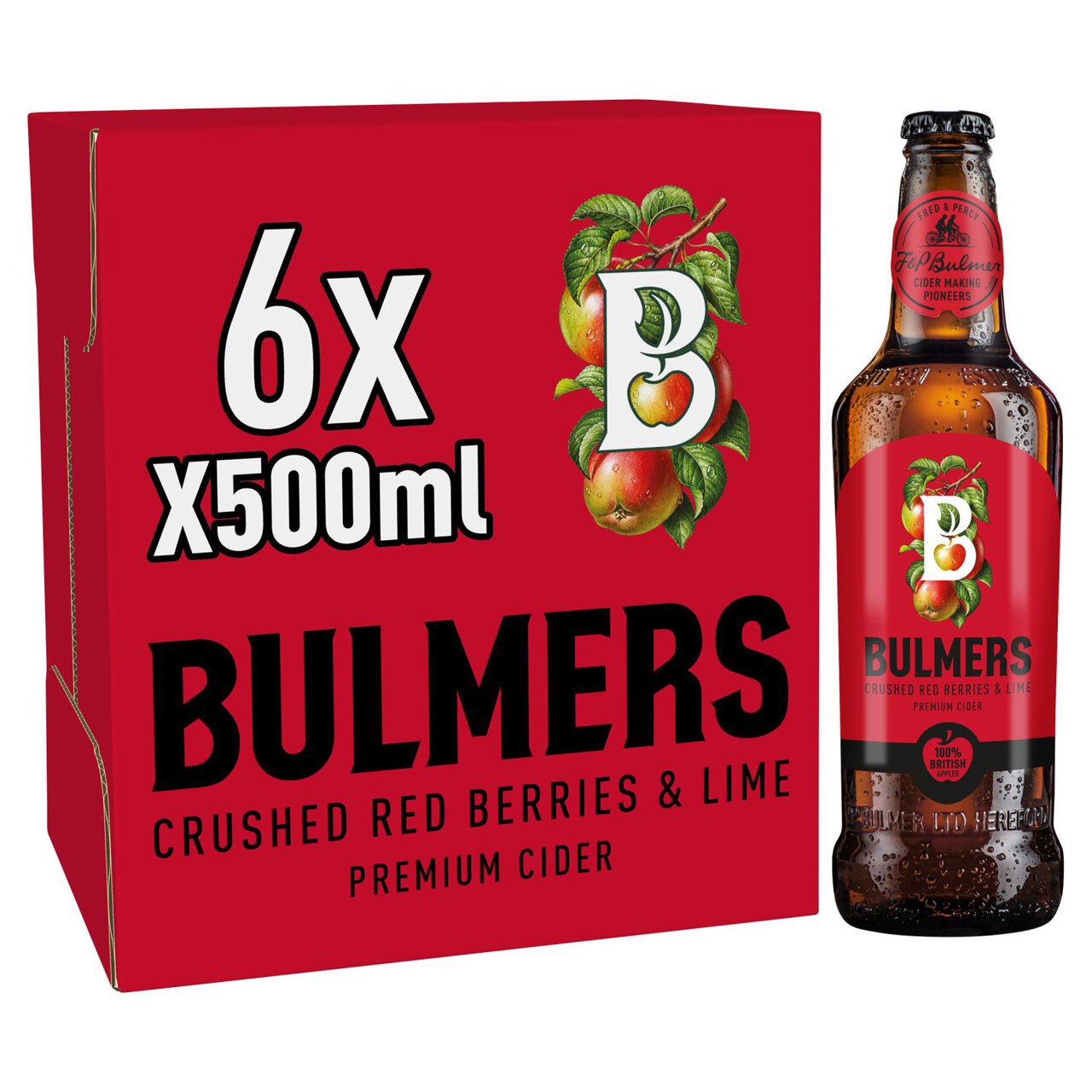 Bulmers Red Berries & Lime Cider Bottles 6 x 500ml