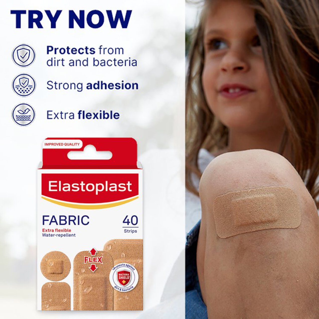 Elastoplast Fabric Plasters Extra Flexible & Breathable 40 per pack