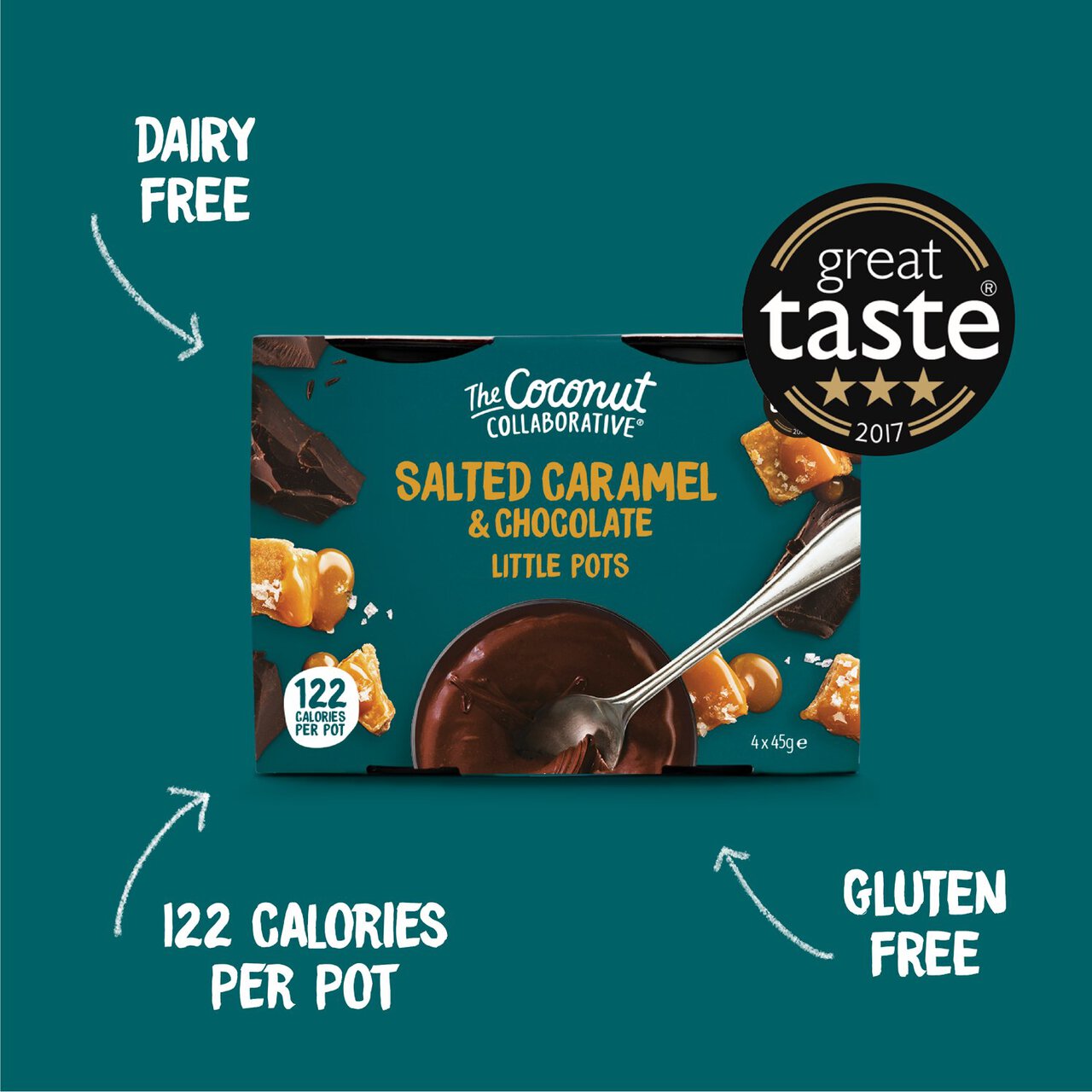 The Coconut Collaborative Dairy Free Salted Caramel Pots 4 x 45g