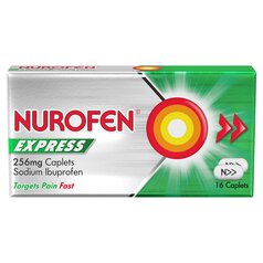 Nurofen Express 256mg Pain Relief Caplets Ibuprofen 16 per pack