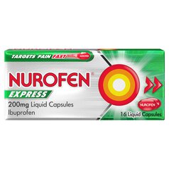 Nurofen Express Pain Relief Ibuprofen 200mg Liquid Caps 16 per pack