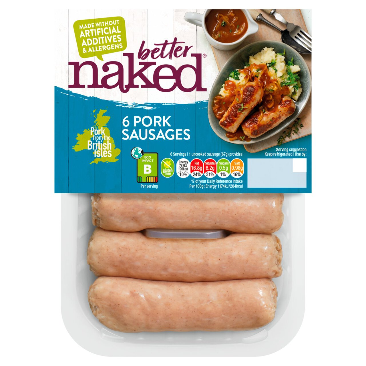 Better Naked Pork Sausages 400g