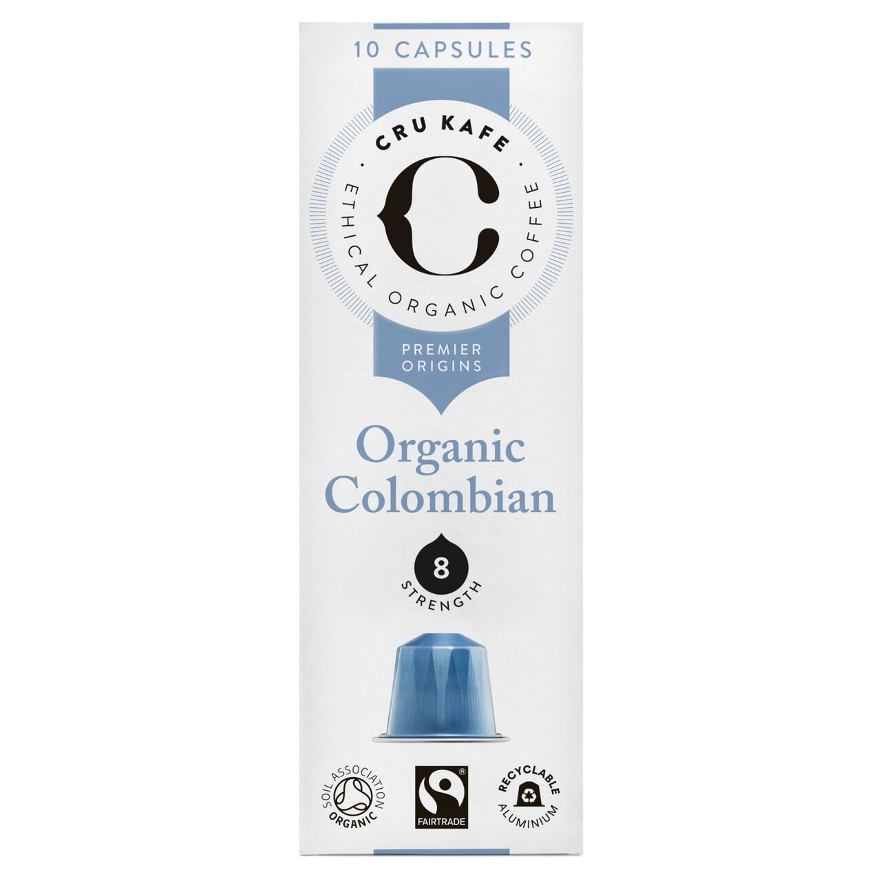 CRU Kafe Organic Single Origin Colombian Nespresso Compatible Capsules 10 per pack