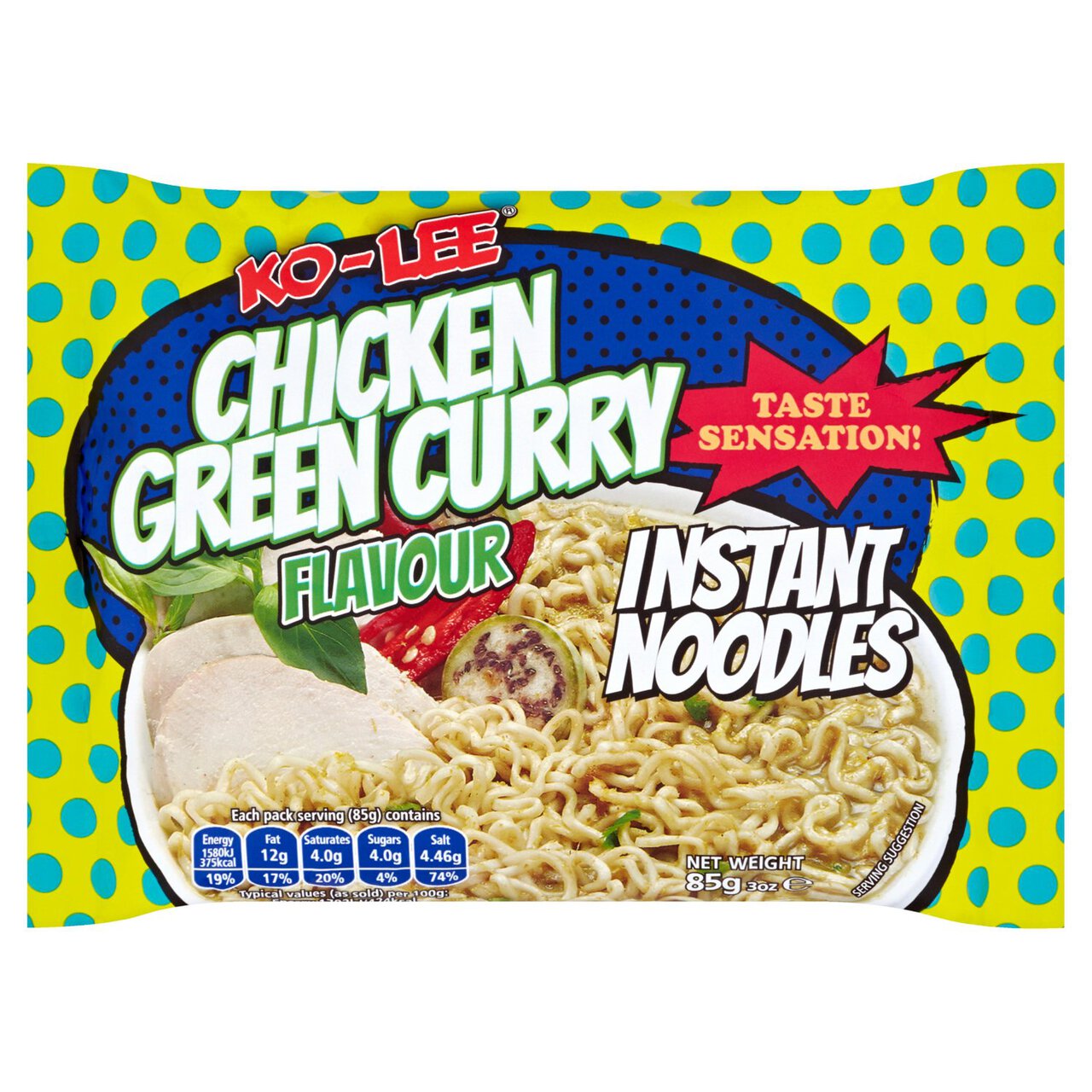 Ko-Lee Taste Sensation Instant Noodles Chicken Green Curry Flavour 85g