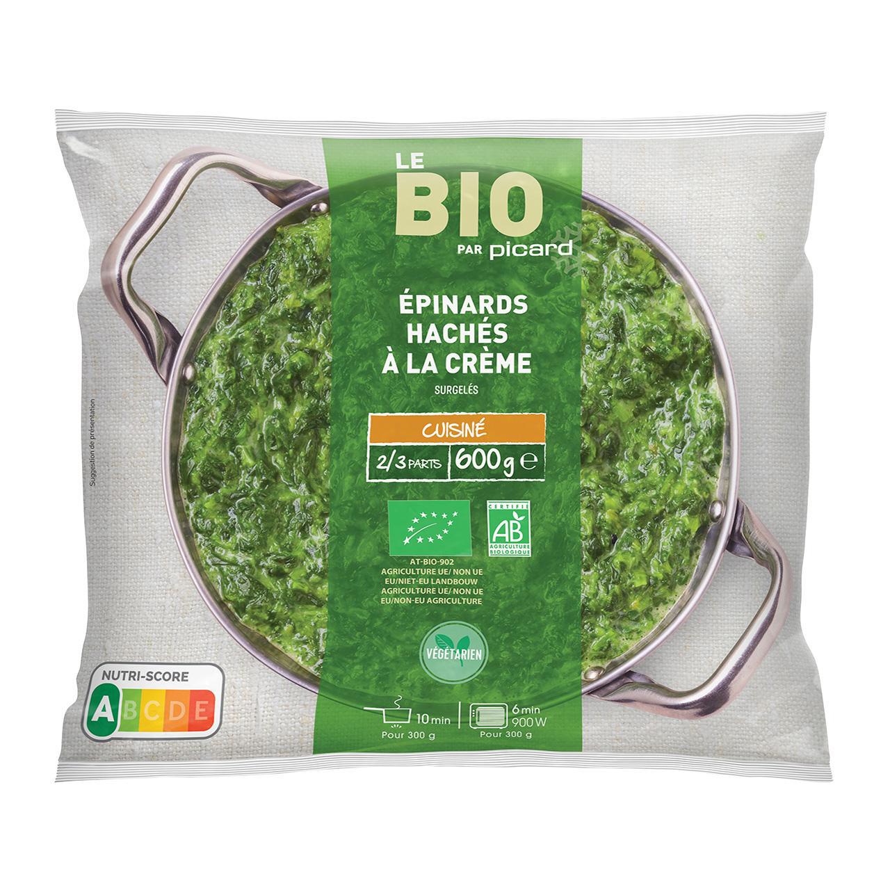 Picard Organic Chopped Spinach with Cream 600g