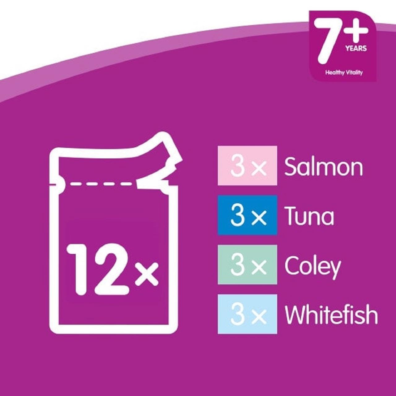 Whiskas 7+ Senior Wet Cat Food Fish Favourites in Jelly 12 x 85g