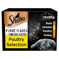 Sheba Fine Flakes Cat Food Pouches Poultry in Jelly 12 x 85g 12 x 85g