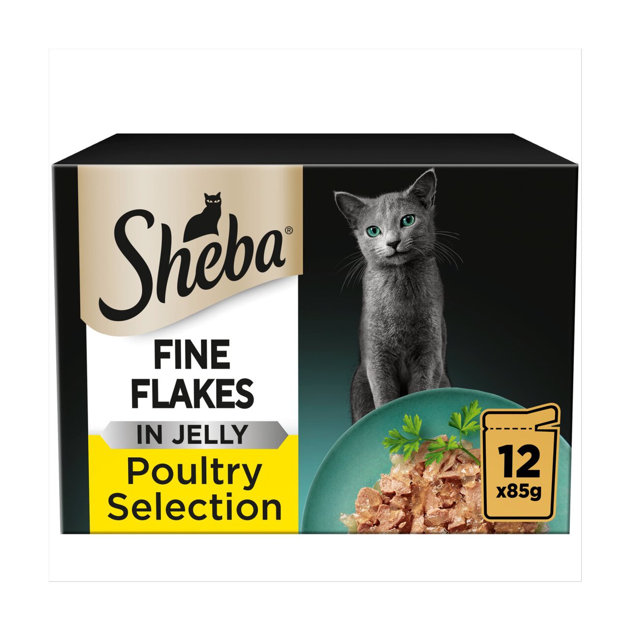 Sheba Fine Flakes Cat Food Pouches Poultry in Jelly 12 x 85g Zoom