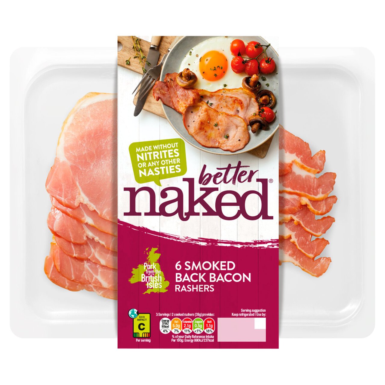 Better Naked Smoked Back Bacon Rashers 200g