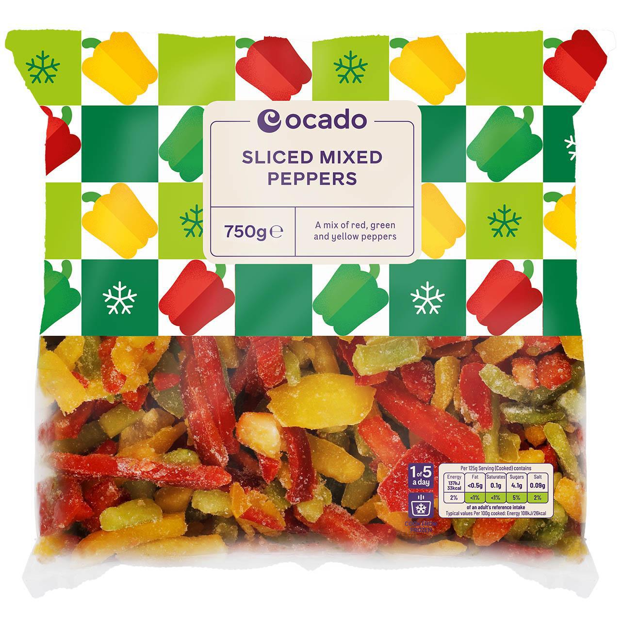 Ocado Frozen Sliced Mixed Peppers 750g