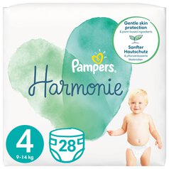 Pampers Harmonie Nappies, Size 4 (9-14kg) Essential Pack 28 per pack