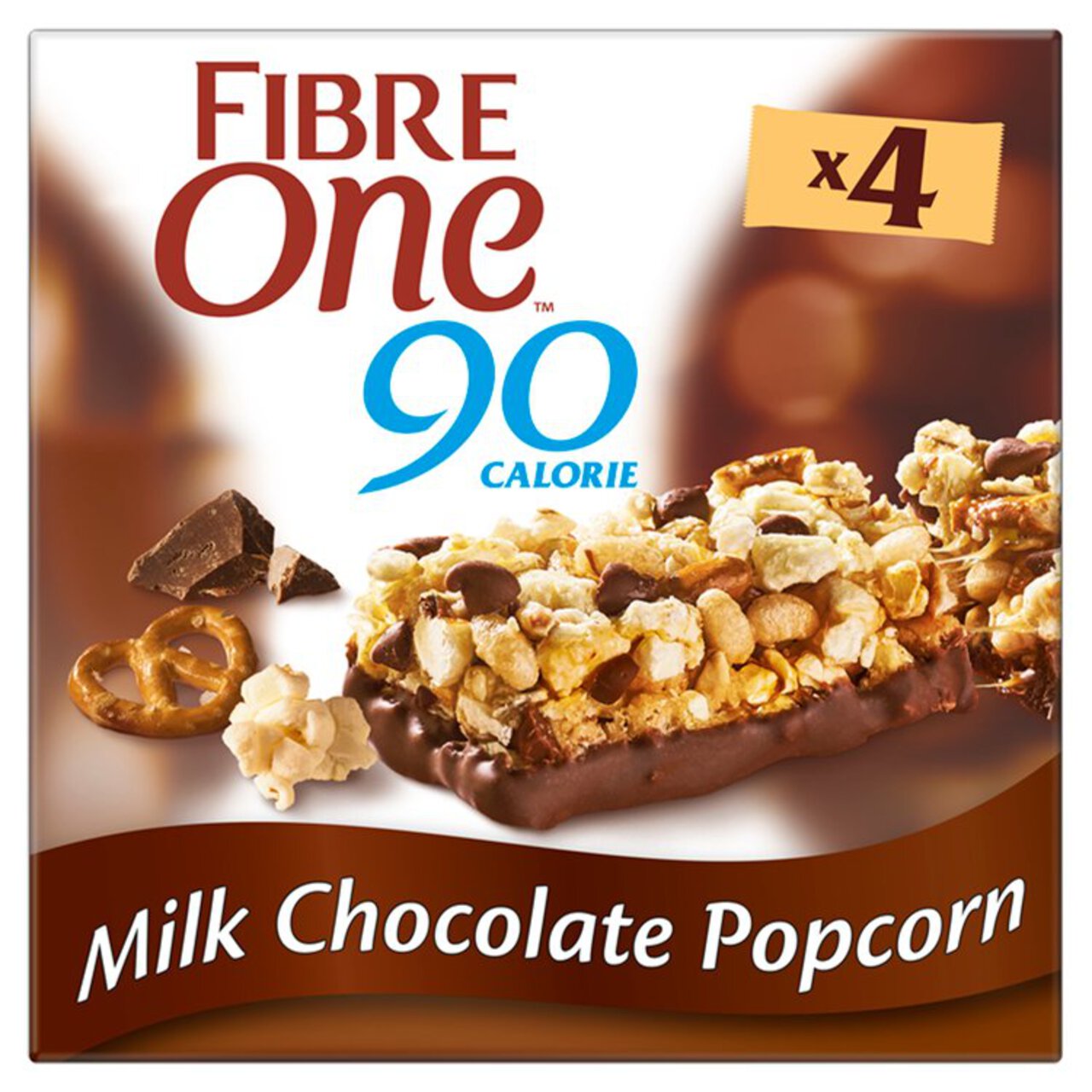 Fibre One 90 Calorie Milk Chocolate Popcorn Bars 4 x 21g