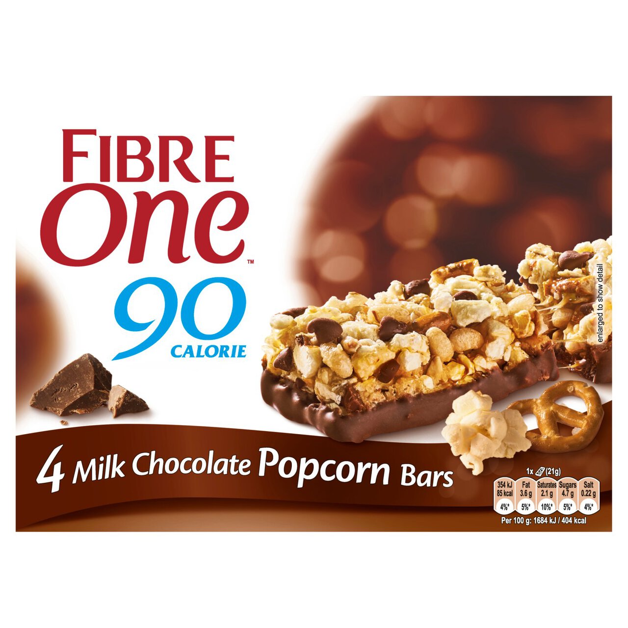 Fibre One 90 Calorie Milk Chocolate Popcorn Bars 4 x 21g