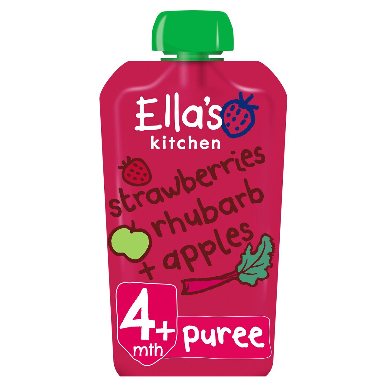 Ella's Kitchen Strawberries, Rhubarb and Apples Baby Food Pouch 4+ Months 120g