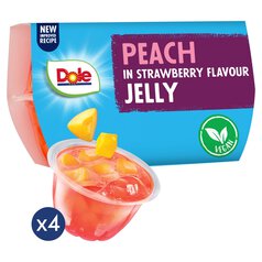 Dole Peach In Strawberry Jelly Pots Multipack 4 x 123g