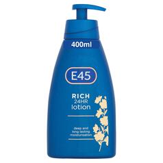 E45 Rich 24H Moisturiser Lotion for dry skin Pump 400ml