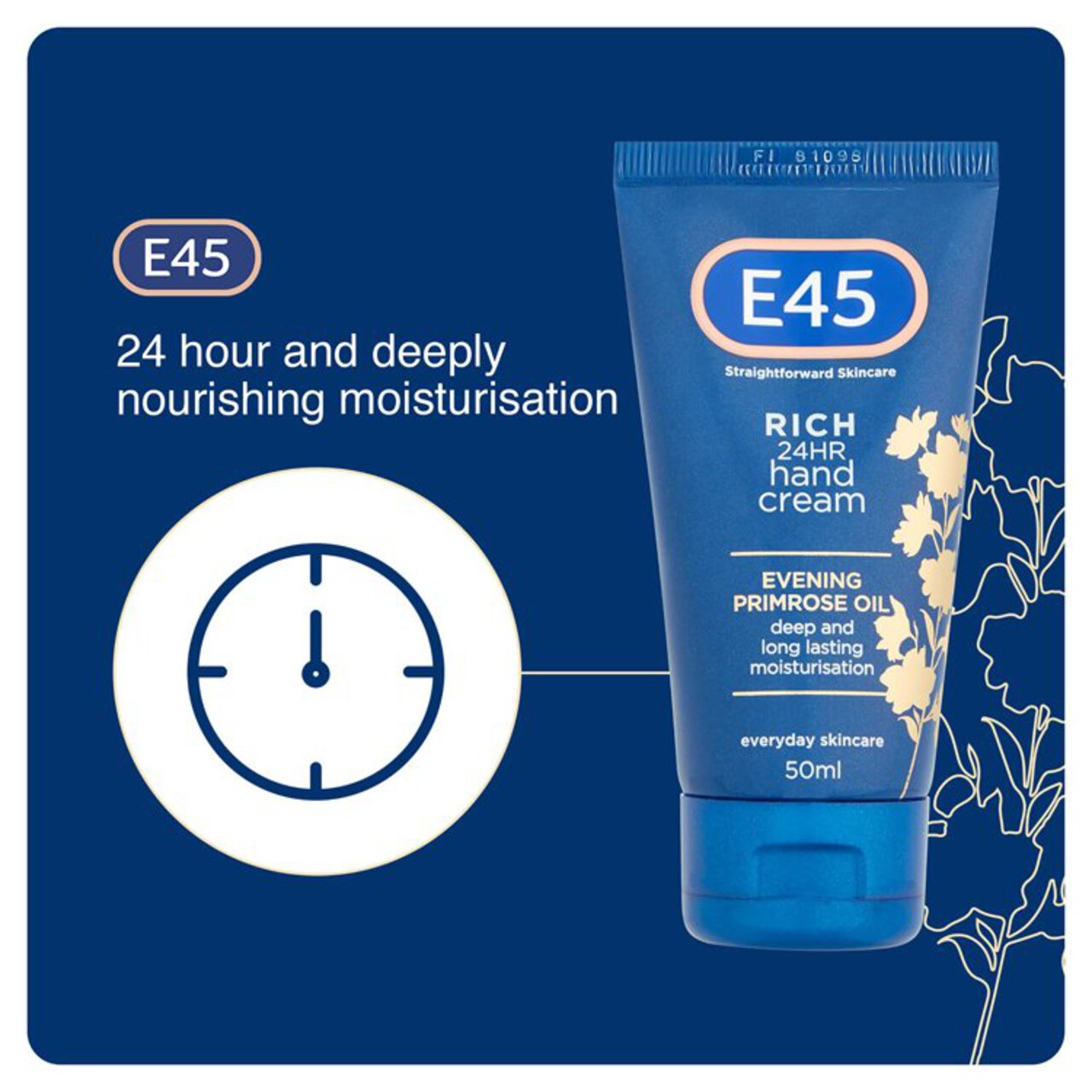 E45 Rich 24H Fast Absorbing Moisturiser hand cream for dry skin 50ml