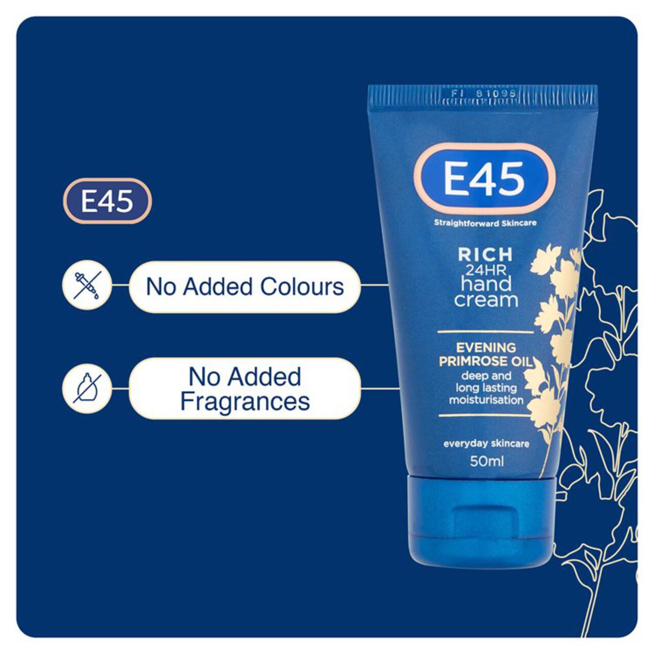 E45 Rich 24H Fast Absorbing Moisturiser hand cream for dry skin 50ml