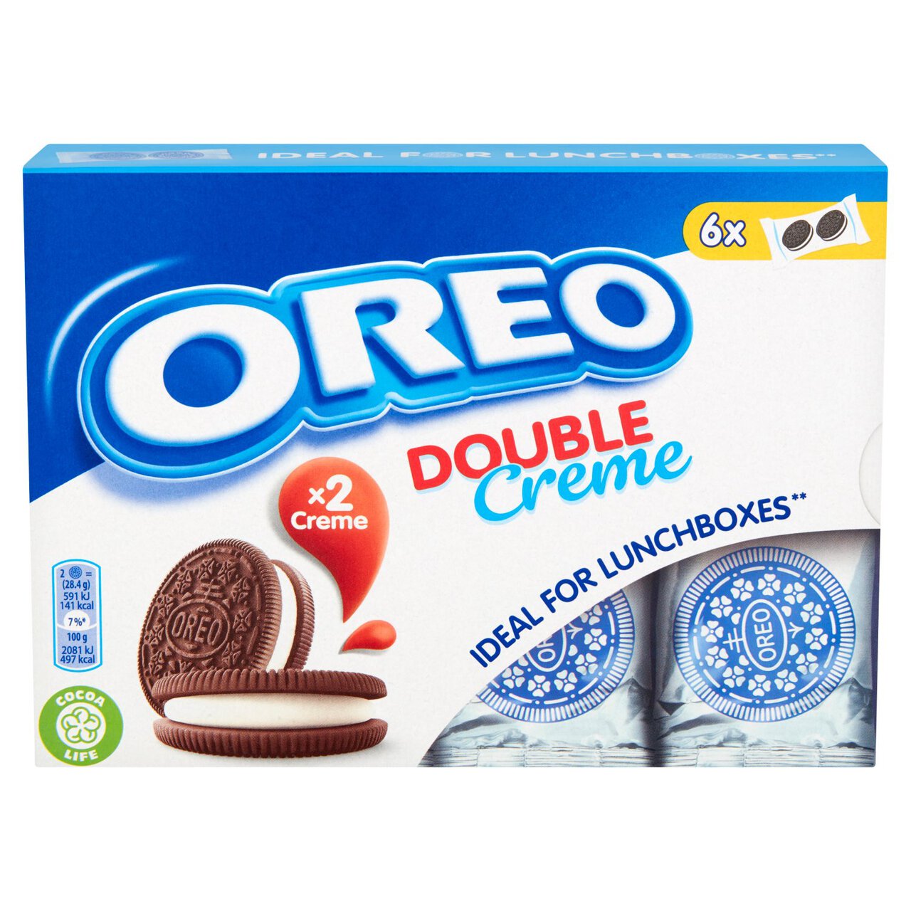 Oreo Double Creme Chocolate Sandwich Biscuit Lunchbox 6 Pack 6 x 28.3g