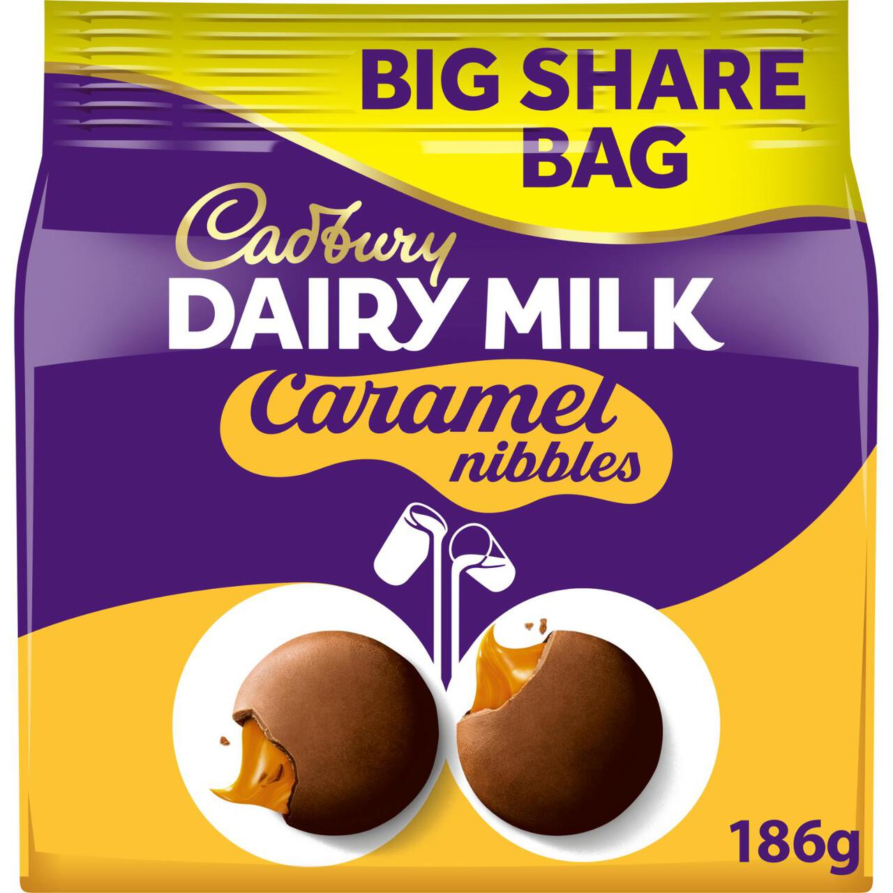 Cadbury Dairy Milk Caramel Nibbles Chocolate Bag 186g