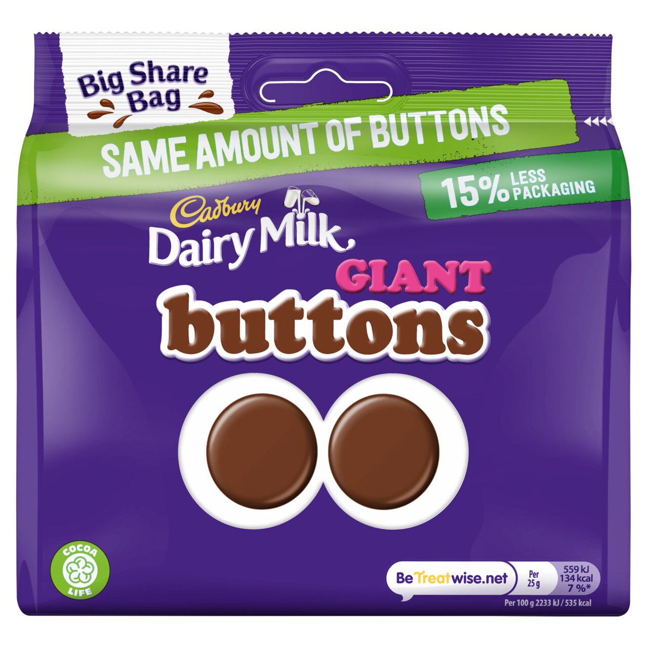 Cadbury Dairy Milk Giant Buttons Chocolate Big Share Bag 240g