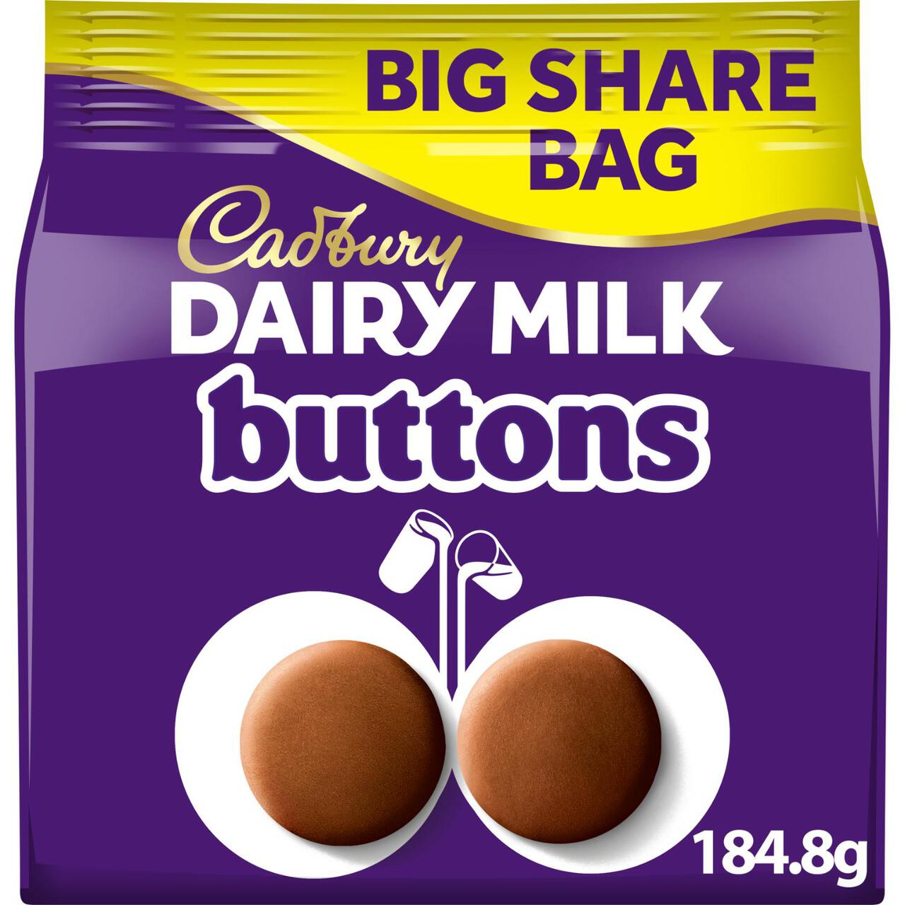 Cadbury Dairy Milk Giant Buttons Chocolate Big Share Bag 184.8g
