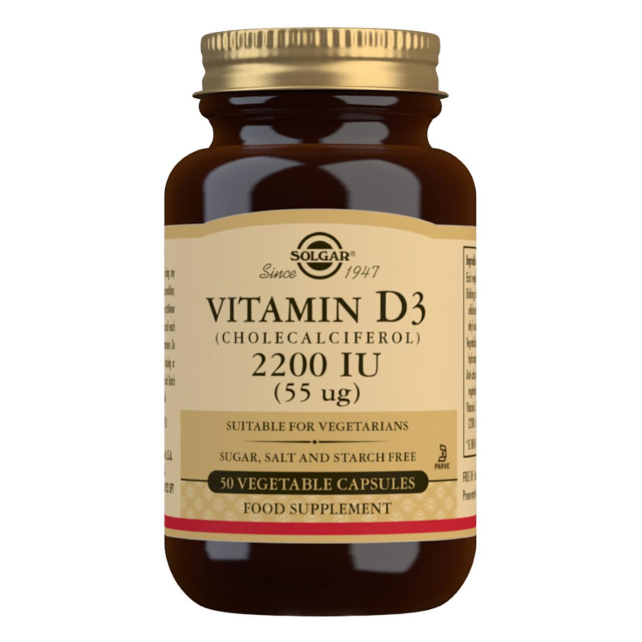 Solgar Vitamin D3 Vegetable Capsules 2200IU 50 per pack