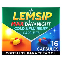 Lemsip Max Day & Night Capsules Paracetamol Cold and Flu 16 per pack