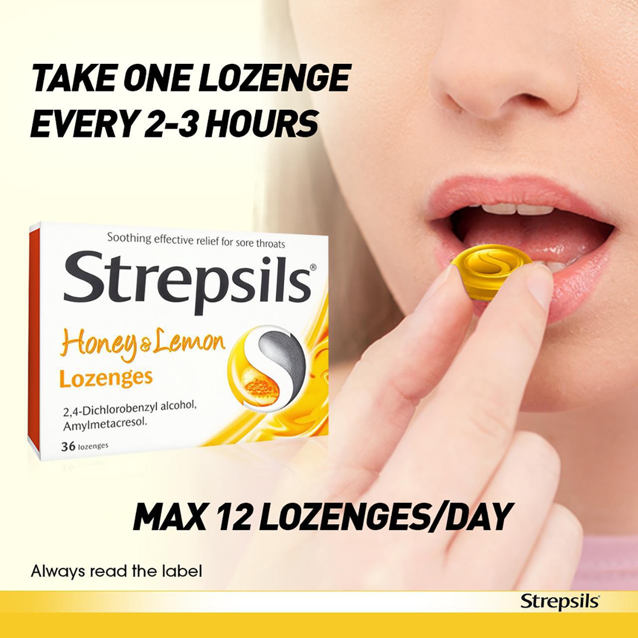 Strepsils Honey & Lemon Lozenges for Sore Throat 36 per pack