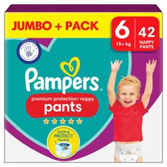 Pampers Premium Protection Nappy Pants, Size 6 (15kg+) Jumbo+ Pack 42 per pack