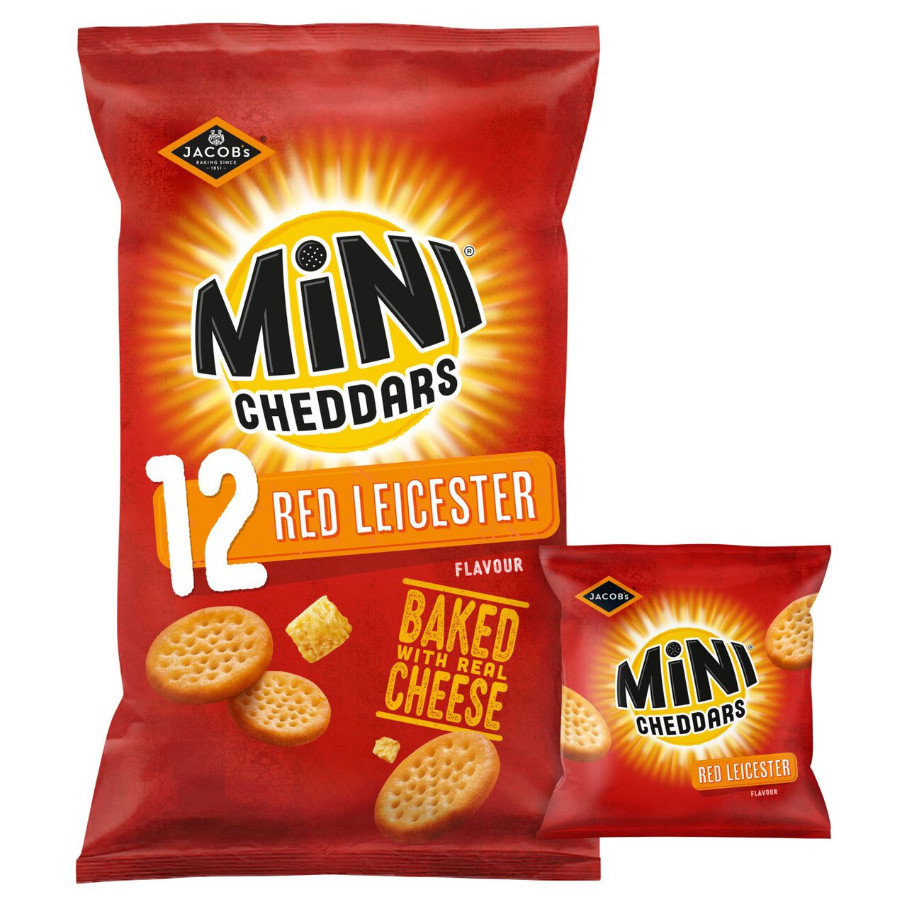 Jacob's Mini Cheddars Red Leicester Baked Snacks Multipack 12 x 23g