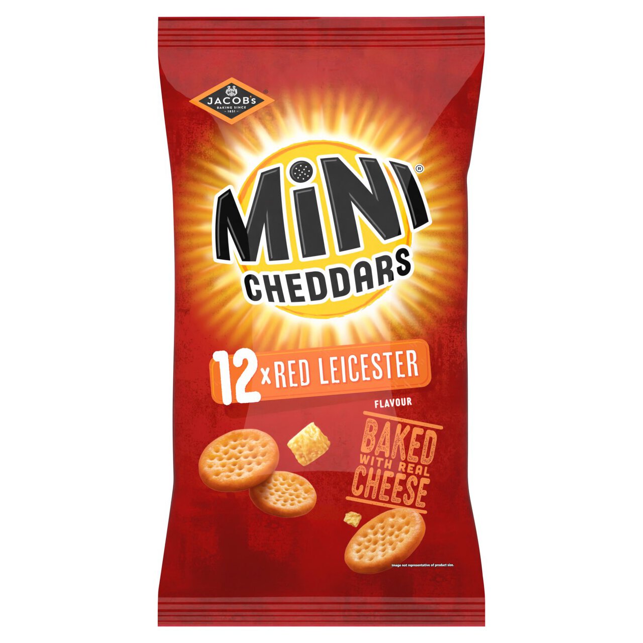 Jacob's Mini Cheddars Red Leicester Baked Snacks Multipack 12 x 23g