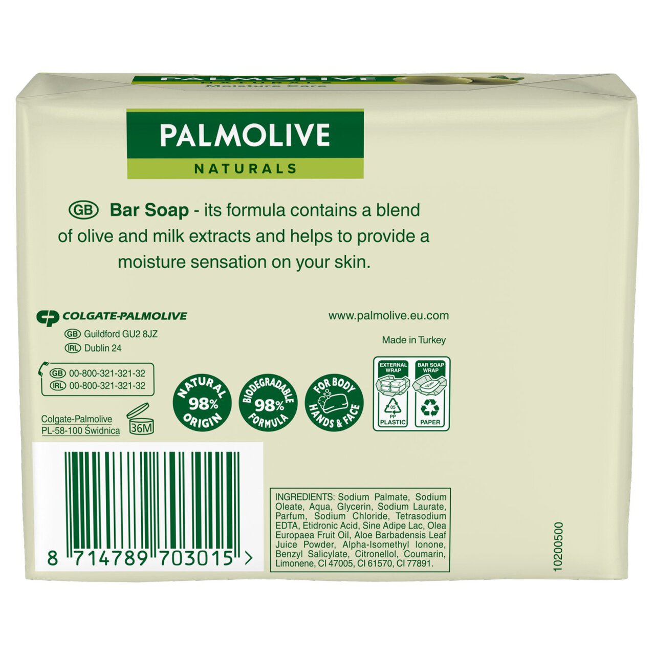 Palmolive Naturals Moisture with Olive Soap Bar 4 Pack 4 x 90g