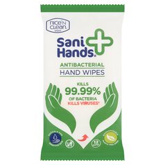 Sani Hands Anti-Bacterial Hand Wipes 12 per pack