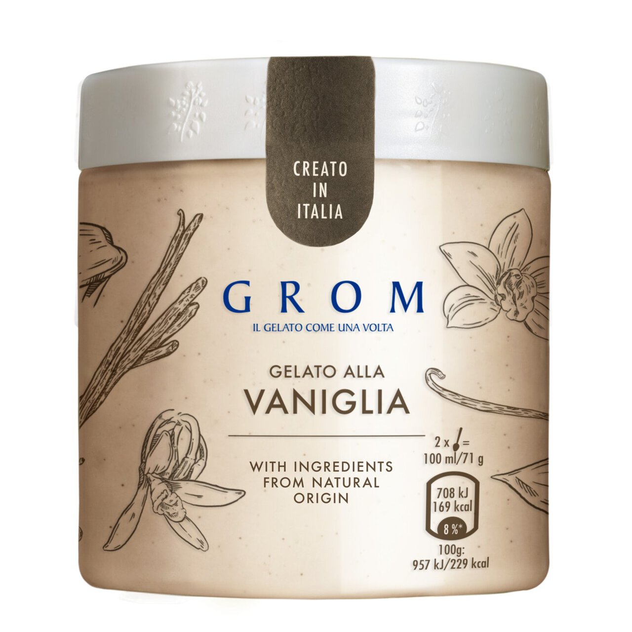 Grom Vanilla Gelato Ice Cream Tub 460ml