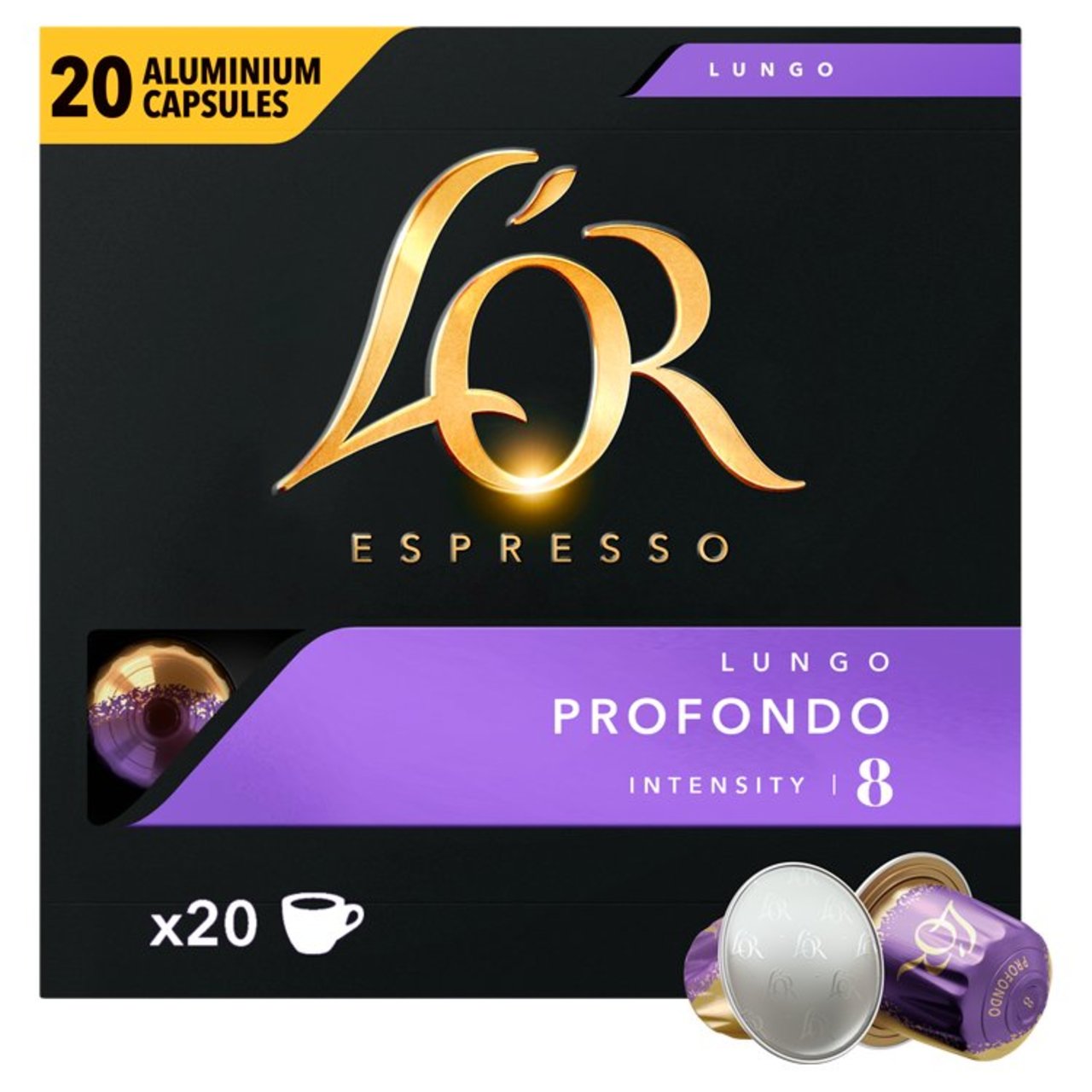 L'OR Espresso Lungo Intensity 8 Coffee Capsules 20 per pack