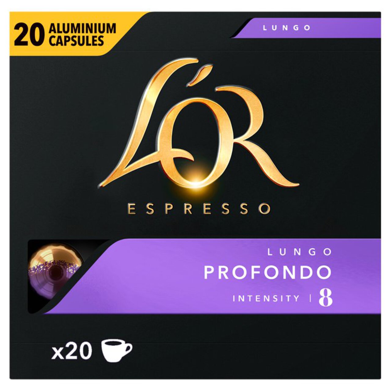 L'OR Lungo Profondo Coffee Pods x20 Intensity 8 20 per pack