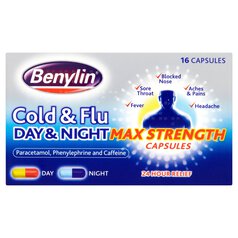 Benylin Cold and Flu Day and Night Max Strength Capsules 16 per pack