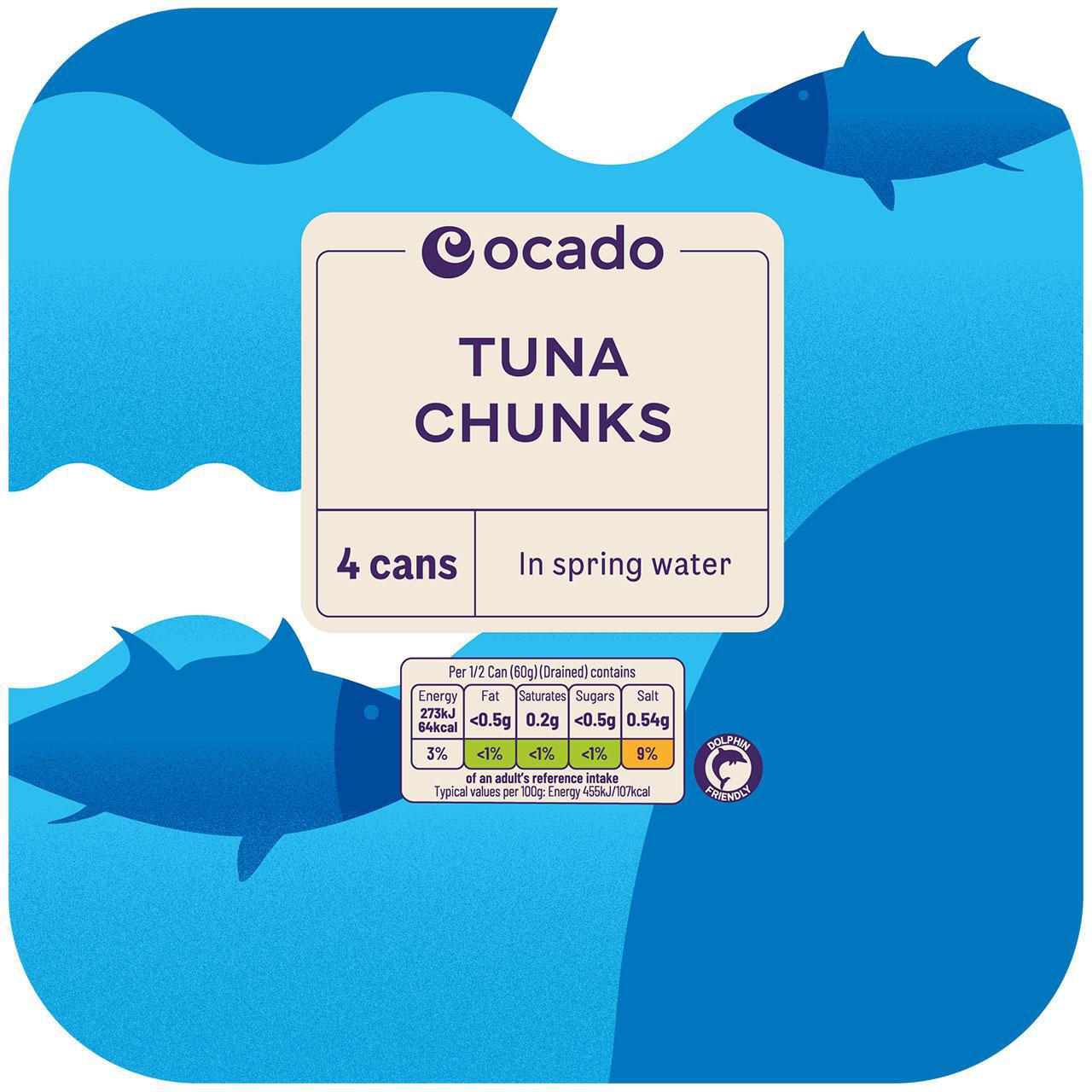 Ocado Pole & Line Caught Tuna Chunks in Spring Water 4 x 160g
