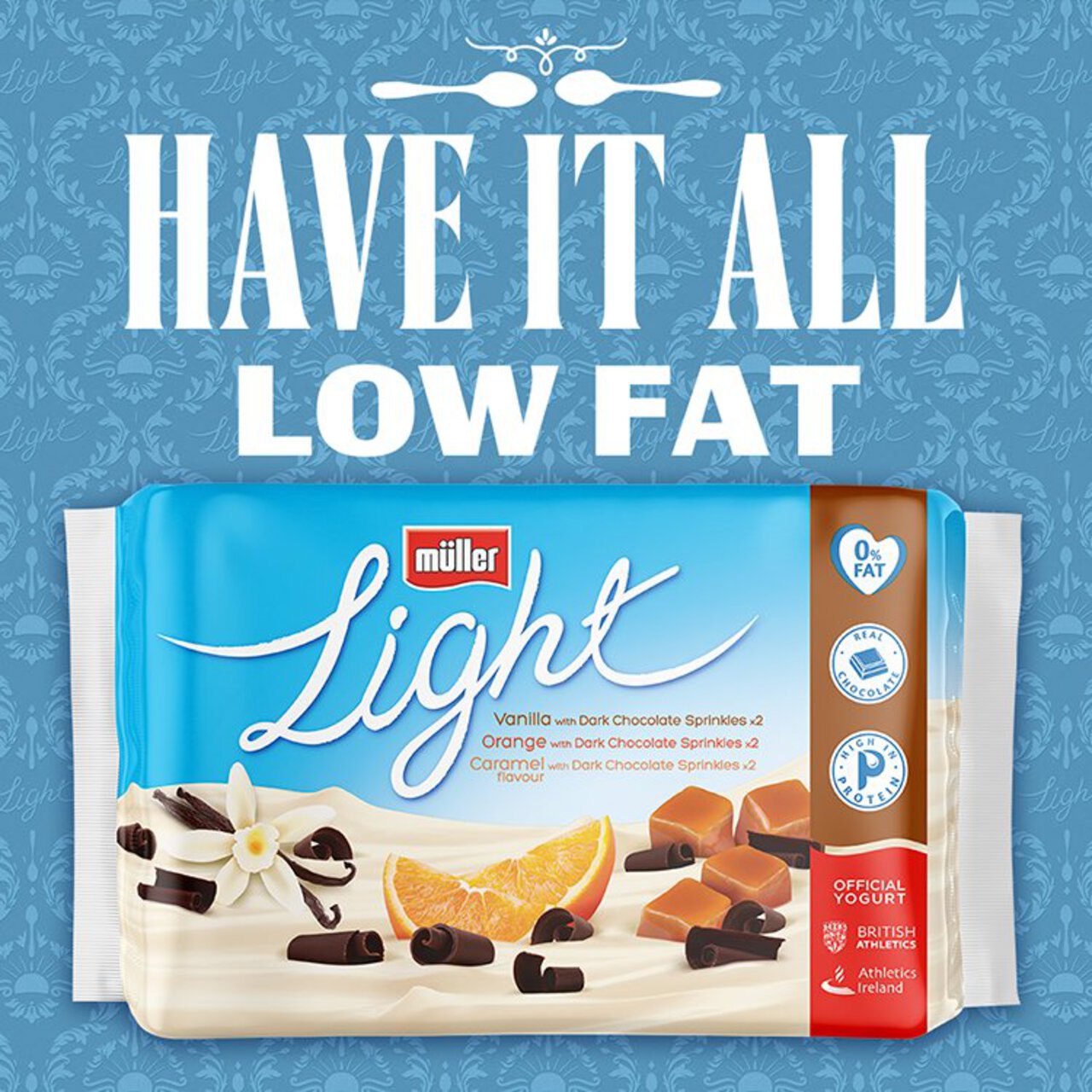 Muller Light Fat Free Yogurts with Chocolate Sprinkles 6 x 140g