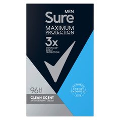 Sure Men Maximum Protection Clean Scent Cream Anti-Perspirant Deodorant 45ml