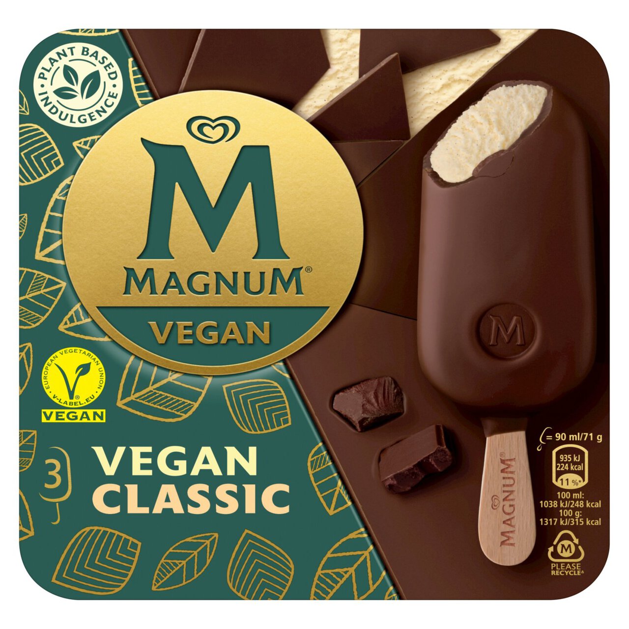 Magnum Vegan Classic Ice Cream Lollies 3 x 90ml
