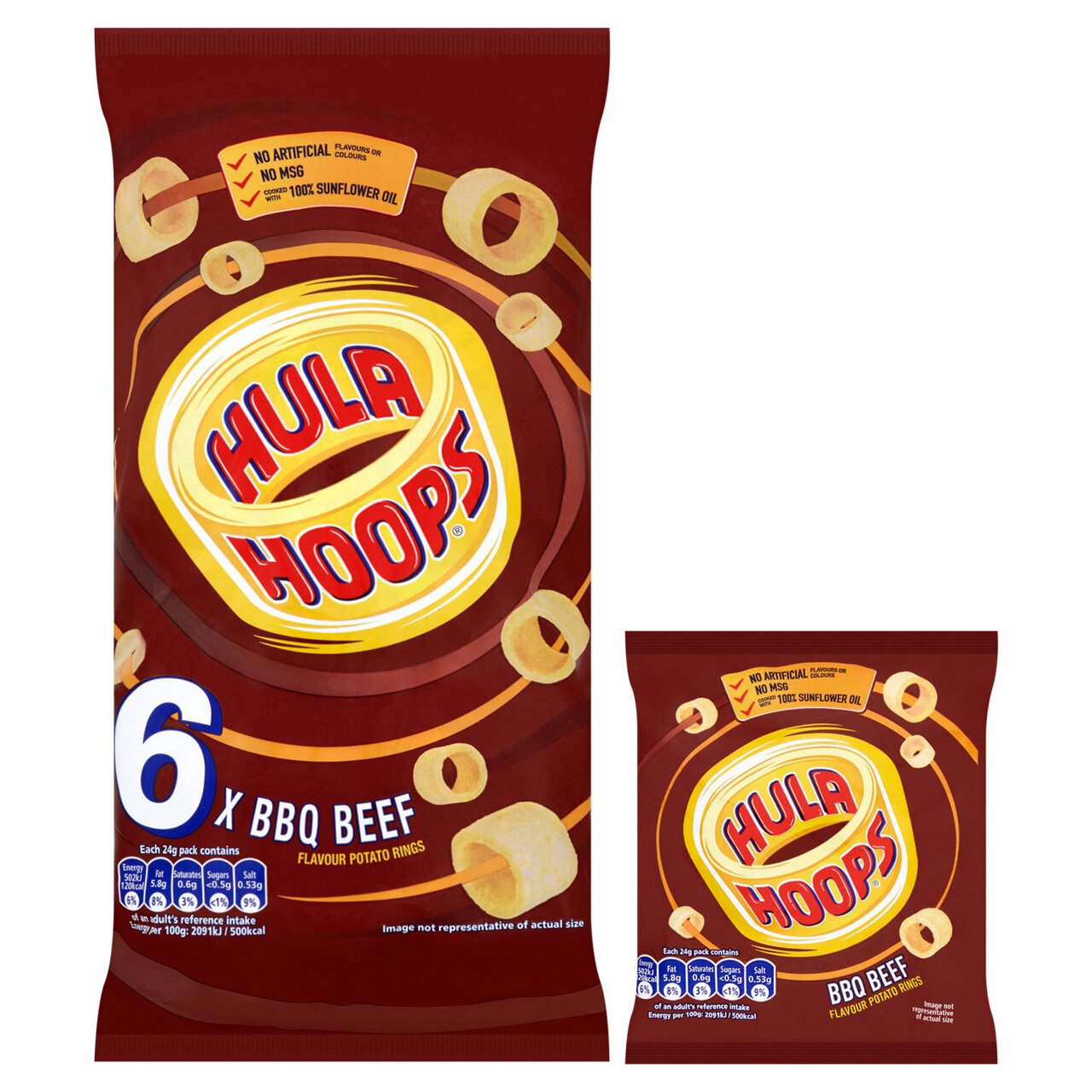 Hula Hoops BBQ Beef Multipack Crisps 6 per pack